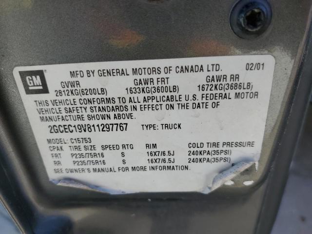 Photo 10 from auction – 2001 CHEVROLET SILVERADO with VIN 2GCEC19V811297767