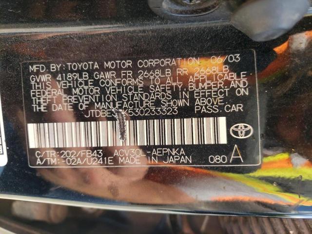 Photo 10 from auction – 2003 TOYOTA CAMRY LE with VIN JTDBE32K530233323