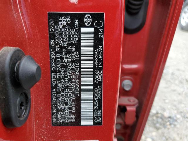 Photo 10 from auction – 2021 TOYOTA PRIUS PRIM with VIN JTDKAMFP8M3181189