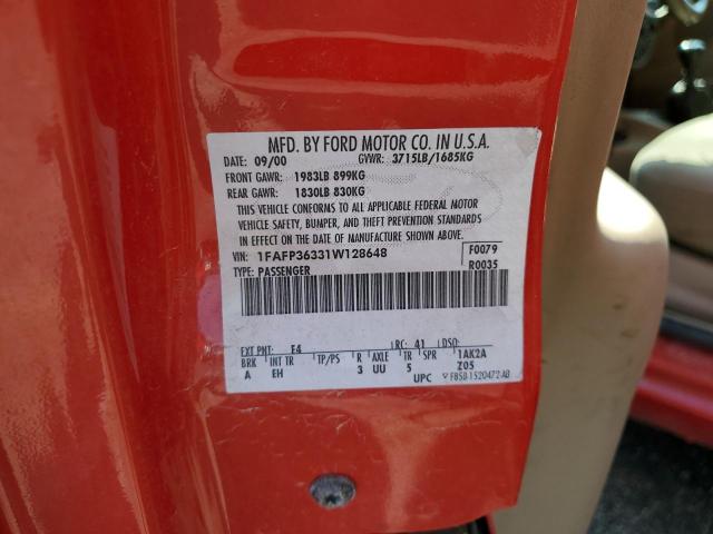 Photo 10 from auction – 2001 FORD FOCUS SE with VIN 1FAFP36331W128648