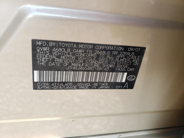 Photo 10 from auction – 2008 LEXUS ES 350 with VIN JTHBJ46G482168143