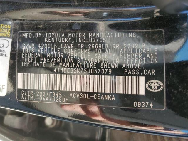 Photo 10 from auction – 2005 TOYOTA CAMRY LE with VIN 4T1BE32K75U057379
