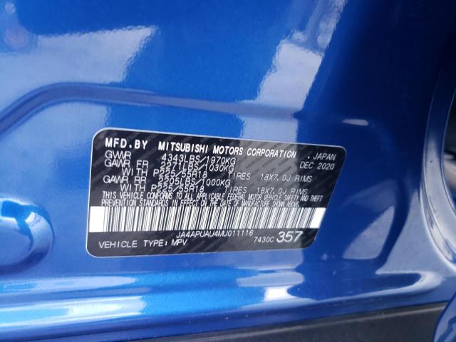 Photo 10 from auction – 2021 MITSUBISHI OUTLANDER with VIN JA4APUAU4MU011116