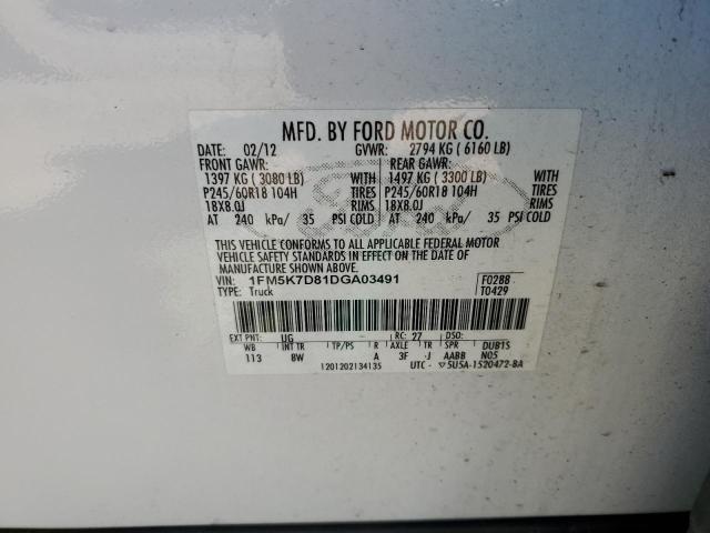 Photo 10 from auction – 2013 FORD EXPLORER X with VIN 1FM5K7D81DGA03491