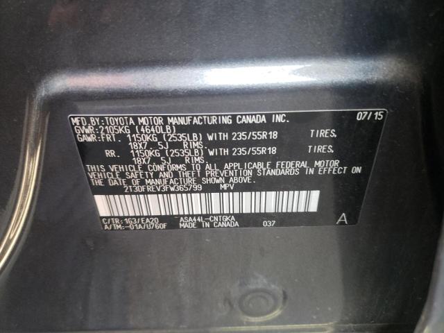 Photo 10 from auction – 2015 TOYOTA RAV4 LIMIT with VIN 2T3DFREV3FW365799