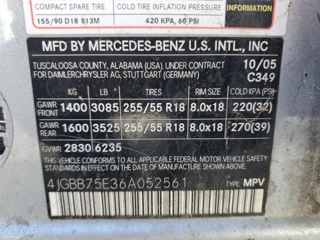 Photo 10 from auction – 2006 MERCEDES-BENZ M CLASS with VIN 4JGBB75E36A052561