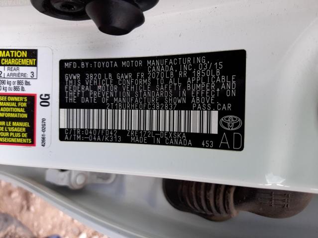 Photo 10 from auction – 2015 TOYOTA COROLLA L with VIN 2T1BURHE0FC382837