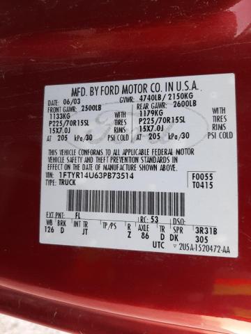 Photo 10 from auction – 2003 FORD RANGER SUP with VIN 1FTYR14U63PB73514