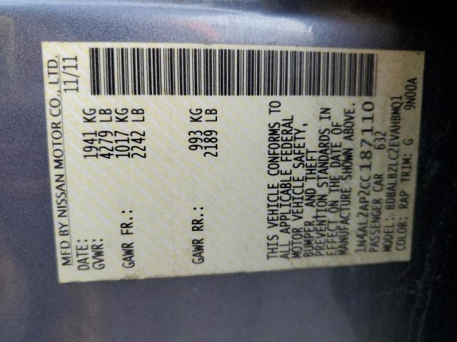 Photo 10 from auction – 2012 NISSAN ALTIMA BAS with VIN 1N4AL2AP2CC187110