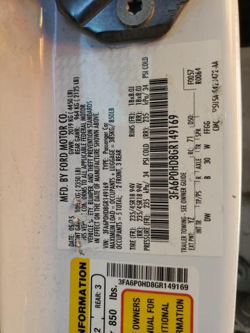 Photo 10 from auction – 2016 FORD FUSION SE with VIN 3FA6P0HD8GR149169