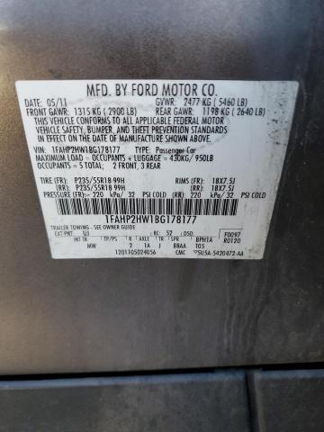 Photo 10 from auction – 2011 FORD TAURUS SEL with VIN 1FAHP2HW1BG178177