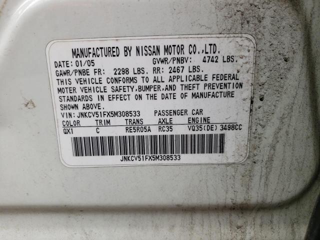 Photo 10 from auction – 2005 INFINITI G35 with VIN JNKCV51FX5M308533