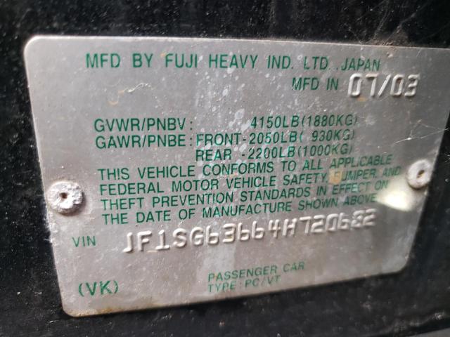 Photo 10 from auction – 2004 SUBARU FORESTER 2 with VIN JF1SG63664H720682