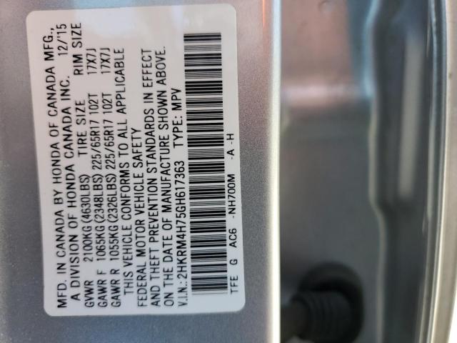 Photo 10 from auction – 2016 HONDA CR-V EXL with VIN 2HKRM4H75GH617363