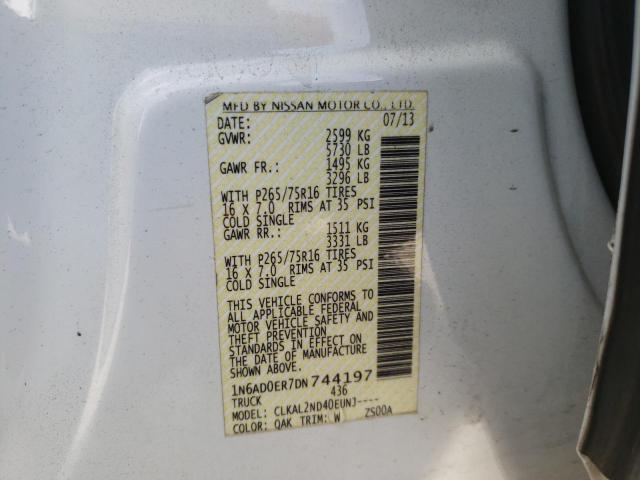 Photo 10 from auction – 2013 NISSAN FRONTIER S with VIN 1N6AD0ER7DN744197