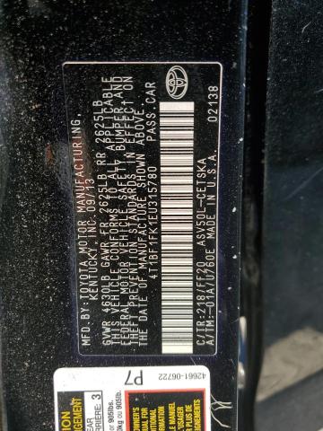 Photo 10 from auction – 2014 TOYOTA CAMRY L with VIN 4T1BF1FK1EU315780