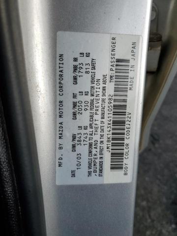 Photo 10 from auction – 2004 MAZDA 3 HATCHBAC with VIN JM1BK143X41105982