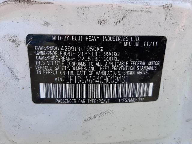 Photo 10 from auction – 2012 SUBARU IMPREZA with VIN JF1GJAA64CH009431