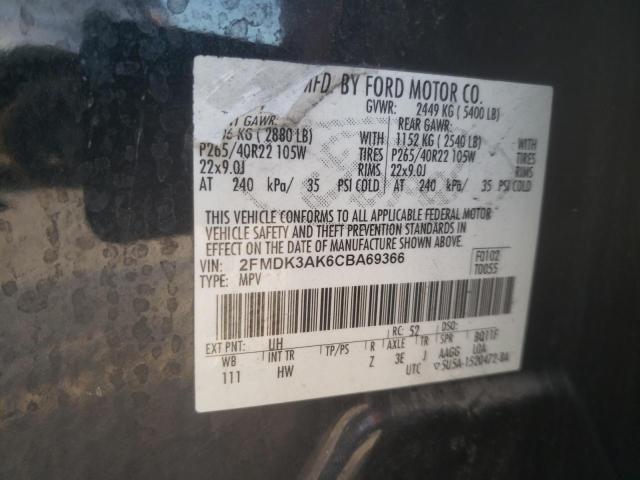 Photo 10 from auction – 2012 FORD EDGE SPORT with VIN 2FMDK3AK6CBA69366