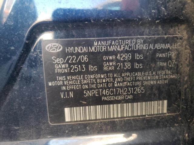 Photo 10 from auction – 2007 HYUNDAI SONATA GLS with VIN 5NPET46C17H231265