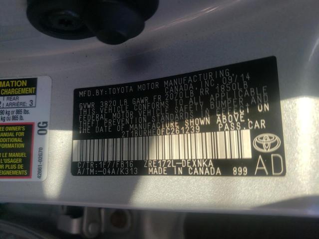 Photo 10 from auction – 2015 TOYOTA COROLLA L with VIN 2T1BURHE0FC261239