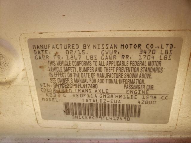 Photo 10 from auction – 2015 NISSAN VERSA NOTE with VIN 3N1CE2CP9FL417490