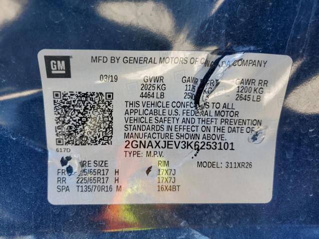 Photo 10 from auction – 2019 CHEVROLET EQUINOX LT with VIN 2GNAXJEV3K6253101