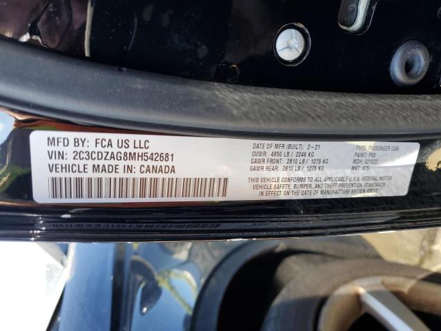 Photo 10 from auction – 2021 DODGE CHALLENGER with VIN 2C3CDZAG8MH542681