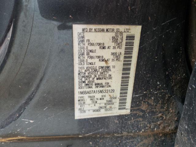 Photo 10 from auction – 2005 NISSAN TITAN with VIN 1N6BA07A15N533129