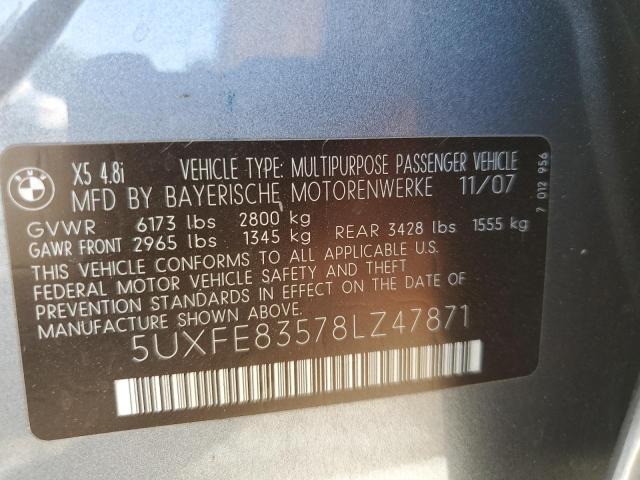 Photo 10 from auction – 2008 BMW X5 4.8I with VIN 5UXFE83578LZ47871