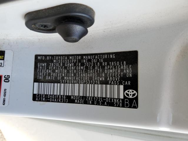 Photo 10 from auction – 2016 TOYOTA COROLLA L with VIN 5YFBURHE0GP531216