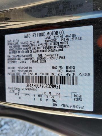 Photo 10 from auction – 2016 FORD FUSION S with VIN 3FA6P0G72GR328951