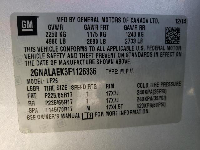 Photo 10 from auction – 2015 CHEVROLET EQUINOX LS with VIN 2GNALAEK3F1126336