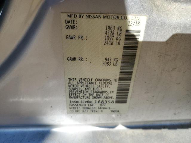 Photo 10 from auction – 2019 NISSAN ALTIMA SR with VIN 1N4BL4CV6KC168358