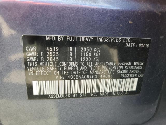 Photo 10 from auction – 2016 SUBARU LEGACY 2.5 with VIN 4S3BNAC64G3049081