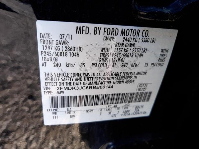 Photo 10 from auction – 2011 FORD EDGE SEL with VIN 2FMDK3JC6BBB60144