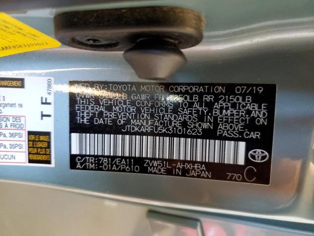 Photo 10 from auction – 2019 TOYOTA PRIUS with VIN JTDKARFU5K3101623
