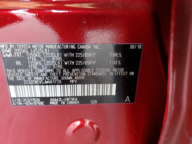 Photo 10 from auction – 2018 TOYOTA RAV4 LE with VIN 2T3ZFREV5JW481729