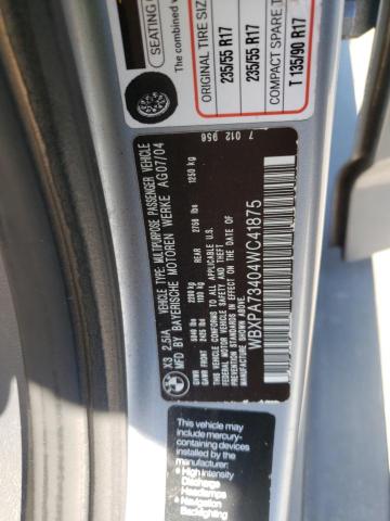 Photo 10 from auction – 2004 BMW X3 2.5I with VIN WBXPA73404WC41875