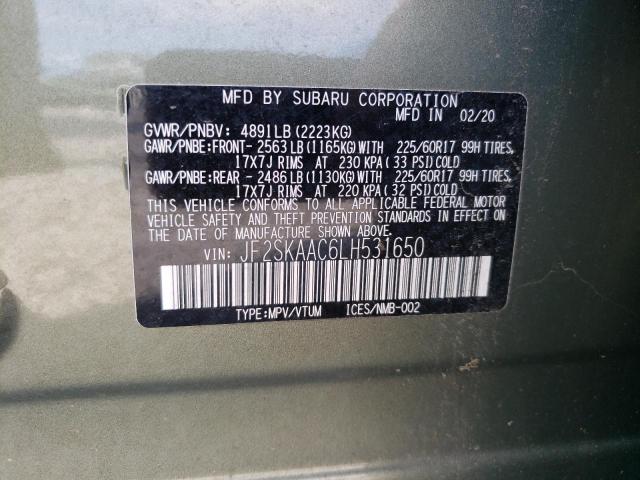 Photo 10 from auction – 2020 SUBARU FORESTER with VIN JF2SKAAC6LH531650