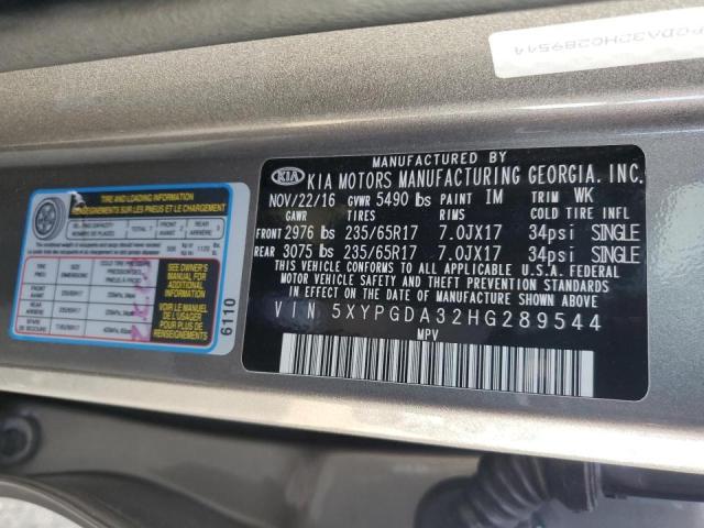 Photo 10 from auction – 2017 KIA SORENTO LX with VIN 5XYPGDA32HG289544