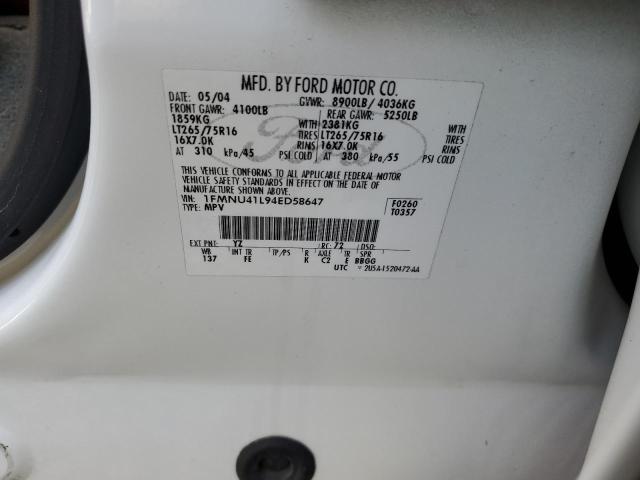 Photo 10 from auction – 2004 FORD EXCURSION with VIN 1FMNU41L94ED58647