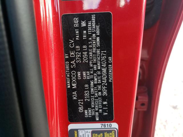 Photo 10 from auction – 2021 KIA FORTE FE with VIN 3KPF24AD6ME407671