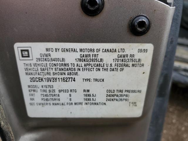 Photo 10 from auction – 2000 CHEVROLET SILVERADO with VIN 2GCEK19V3Y1162774