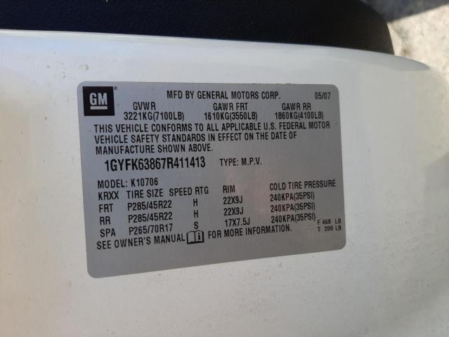 Photo 10 from auction – 2007 CADILLAC ESCALADE L with VIN 1GYFK63867R411413