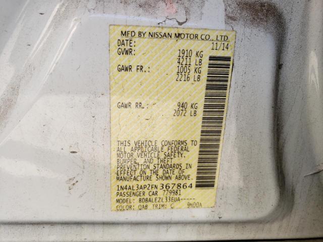 Photo 10 from auction – 2015 NISSAN ALTIMA 2.5 with VIN 1N4AL3AP2FN367864