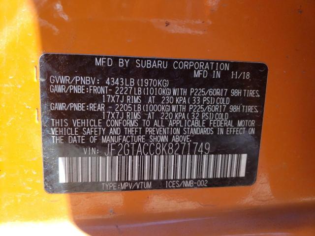 Photo 10 from auction – 2019 SUBARU CROSSTREK with VIN JF2GTACC8K8271749