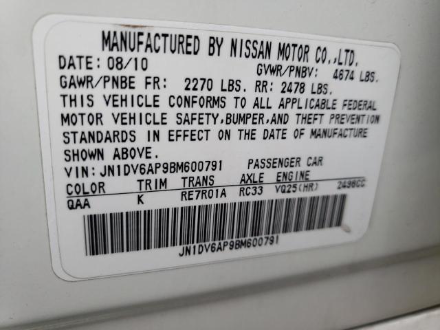 Photo 10 from auction – 2011 INFINITI G25 BASE with VIN JN1DV6AP9BM600791