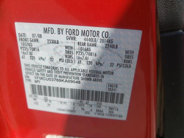 Photo 10 from auction – 2009 FORD ESCAPE XLT with VIN 1FMCU03769KA09048