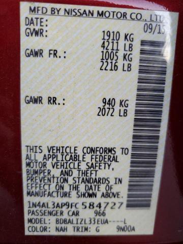 Photo 10 from auction – 2015 NISSAN ALTIMA 2.5 with VIN 1N4AL3AP9FC584727